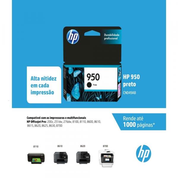 Cartucho Original HP 950 Preto Officejet - 8620 / 8610 / 8100