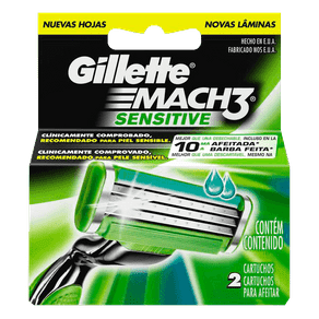 Cartuchos Gillette Mach3 Sensitive C/ 2 Unidades