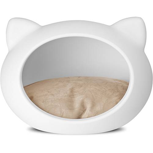 Casa P/ Gatos Cat Cave Branco - Almofada Natural - Guisa Pet