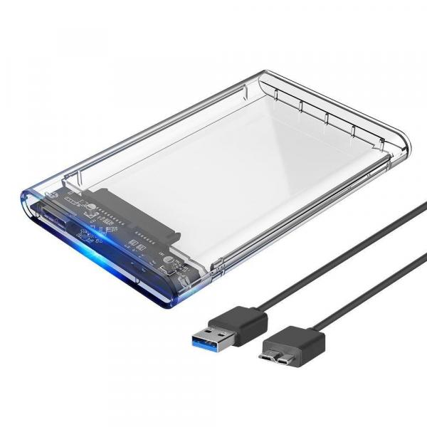 Case para HD Transparente USB 3.0 Original Transmissão 6Gbps SATA 2.5" HHD ou SSD - ECASE-300 - Exbom