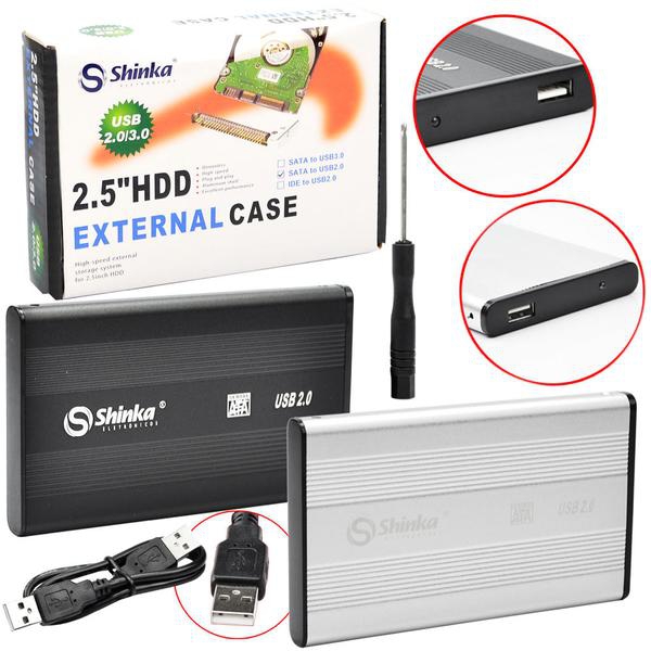 Case para HD Externo Notebook 2,5 Pol USB 2.0 Sata com Capa - Shinka