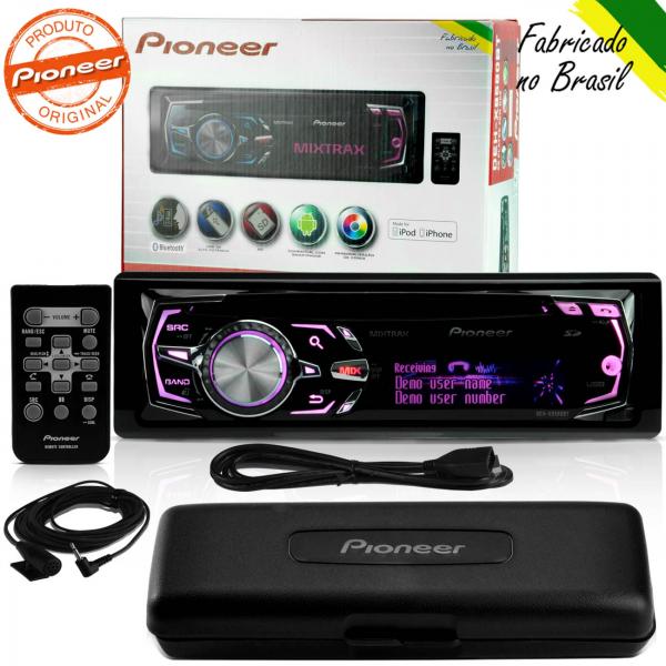 CD e MP3 Player Pioneer DEH-X8580BT Mixtrax USB SD Auxiliar - Pioneer