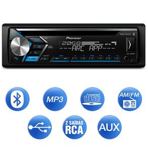 CD Player Automotivo Pioneer DEH-S4080BT 1 Din Bluetooth USB AUX RCA FM MP3 WMA Smartphone Mixtrax