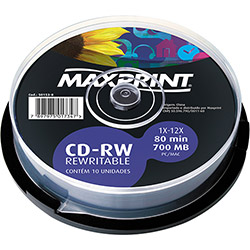 CD-RW Maxprint 700MB/80Min 12X (Pino C/ 10)