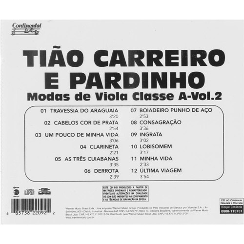 Tudo sobre 'CD Tião Carreiro & Pardinho - Moda de Viola Classe a - Vol. 2'