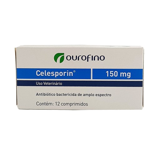Celesporin 150mg 12 Comprimidos Ouro Fino Antibiótico Cães e Gatos