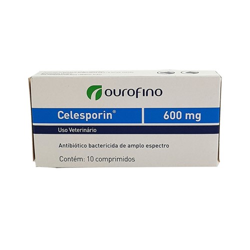 Celesporin 600mg 10 Comprimidos Ouro Fino Antibiótico Cães e Gatos