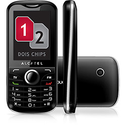 Celular Alcatel OT-632 Desbloqueado, Preto, Dual Chip, Câmera VGA, TV Analógica e Memória Interna 64MB