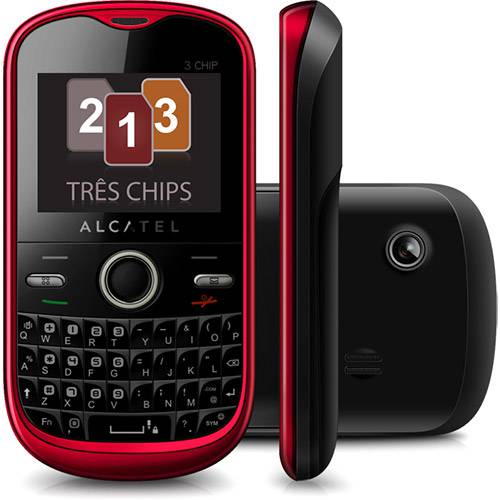 Celular Alcatel OT-678G Desbloqueado. Vermelho. Tri Chip. Câmera 1.3 MP e Memória Interna 3.5MB