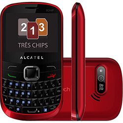 Celular Alcatel OT-679 Desbloqueado, Vermelho, Tri Chip e Câmera 2.0 MP