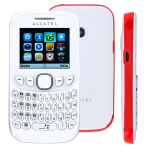 Celular Desbloqueado Alcatel OT 3000 Branco/Rosa com Teclado Qwerty, Tri Chip, Câmera VGA, MP3 e Rádio FM