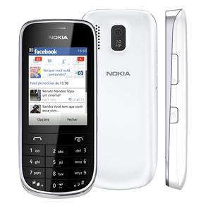 Celular Desbloqueado Asha 202 NOKIA Branco com Dual Chip, Câmera 2MP, Rádio FM, MP3, Bluetooth e Fone de Ouvido - Tim