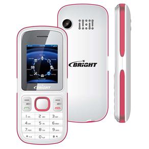 Celular Desbloqueado Bright One Branco/Rosa com Tela 1.8”, Dual Chip, Câmera, Bluetooth, Rádio FM, MP3 e Fone de Ouvido