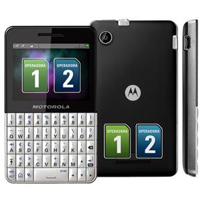 Celular Desbloqueado Claro Motorola EX119 Motokey Branco/Preto QWERTY C/ Dual Chip, Câmera 3MP, MP3, Bluetooth, Touch Screen, Fone e Cartão de 2GB