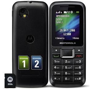 Celular Desbloqueado Claro Motorola WX294 Dual Chip, Câmera Digital, MP3 Player, Rádio FM, Fone de Ouvido e Cartão 2GB