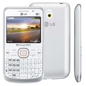 Celular Desbloqueado LG C397 Branco com Dual Chip, Teclado Qwerty, Câmera 2MP, Wi-Fi, MP3, Rádio FM, Bluetooth, Fone e Cartão 2GB