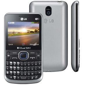 Celular Desbloqueado LG C397 Preto com Dual Chip, Teclado Qwerty, Câmera 2MP, Wi-Fi, MP3, Rádio FM, Bluetooth, Fone e Cartão 2GB