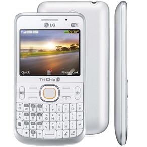 Celular Desbloqueado LG C398 Tri Chip Branco com Câmera 2.0MP,Teclado Qwerty, Wi-Fi, Bluetooth, MP3, Rádio FM e Cartão 2GB
