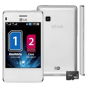 Celular Desbloqueado LG T375 Branco com Dual Chip, Câmera 2MP, Rádio FM, MP3, Touch Screen, Bluetooth, Wi-Fi, Fone e Cartão 2GB - Vivo