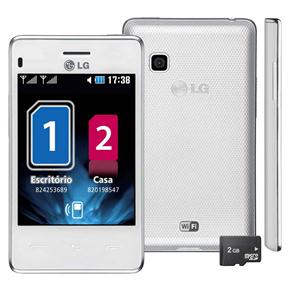 Celular Desbloqueado LG T375 Branco com Dual Chip, Câmera 2MP, Rádio FM, MP3, Touch Screen, Wi-Fi, Bluetooth, Fone e Cartão 2GB - Tim