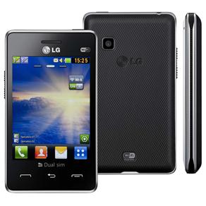 Celular Desbloqueado LG T375 Preto com Dual Chip, Câmera 2MP, MP3, Rádio FM, Touch Screen, Bluetooth, Wi-Fi, Fone e Cartão 2GB - Tim