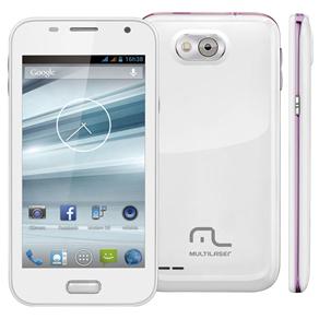 Celular Desbloqueado Multilaser MS4 Dual Branco com Dual Chip, Tela 4.5" Android 4.2, Câmera 8MP, Wi-Fi, 3G, Bluetooth, Processador Quad Core 1.2 GHz