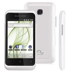 Celular Desbloqueado Multilaser Orion Branco com Dual Chip, Câmera 2.0MP, Android 2.3, Wi-Fi, Bluetooth, Rádio FM e Fone de Ouvido