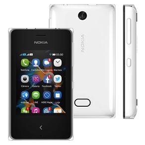 Celular Desbloqueado Nokia Asha 500 Branco com Dual Chip, Câmera 2MP, Touch Screen, Wi-Fi, Bluetooth, FM, MP3, Fone de Ouvido e Cartão 4GB - Tim
