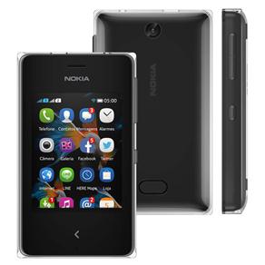 Celular Desbloqueado Nokia Asha 500 Preto com Dual Chip, Câmera 2MP, Touch Screen, Wi-Fi, Bluetooth, FM, MP3, Fone de Ouvido e Cartão 4GB - Tim