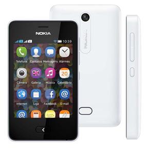 Celular Desbloqueado Nokia Asha 501 Branco com Dual Chip, Câmera 3.2MP, Touch Screen, Wi-Fi, Bluetooth, FM, MP3, Fone de Ouvido e Cartão 4GB - Tim