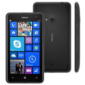 Celular Desbloqueado Nokia Lumia 625 Preto com Windows Phone 8, Tela 4.7”, Processador 1.2GHz Dual Core, Câmera 5MP, 3G, 4G, Wi-Fi e Bluetooth - Tim