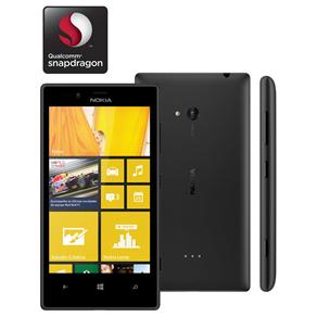 Celular Desbloqueado Nokia Lumia 720 Preto com Windows Phone 8, Tela de 4,3”, Câm. 6,7MP, 3G e Processador Qualcomm Snapdragon™ S4 Dual Core de 1GHz