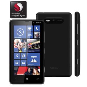 Celular Desbloqueado Nokia Lumia 820 Preto com Windows Phone 8, Câmera 8MP, Tela ClearBlack de 4,3", 3G/4G, Wi-Fi, Bluetooth, A-GPS, MP3 e Fone