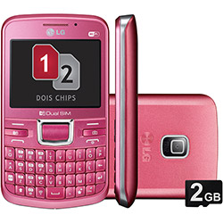 Celular Desbloqueado Oi LG C199 Rosa Dual Chip Câmera 2.0 MP Wi Fi Memória Interna 50MB e Cartão 2GB