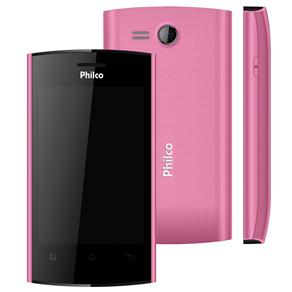 Celular Desbloqueado Philco Phone 350 Rosa com Dual Chip, Tela 3,5", Android 4.0, Câmera 3MP, MP3, Rádio FM, GPS, Wi-Fi e Bluetooth
