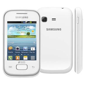 Celular Desbloqueado Samsung Galaxy Pocket Plus Duos Branco GT-S5303 com Android 4.0, Wi-Fi, 3G, GPS, Câmera 2MP, Rádio FM, MP3, Bluetooth e Fone