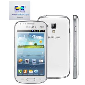 Celular Desbloqueado Samsung Galaxy S Duos Branco com Dual Chip, Câmera 5MP, Android 4.0, 3G, Wi-Fi, GPS, Tela Full Touch, Bluetooth e MP3/FM