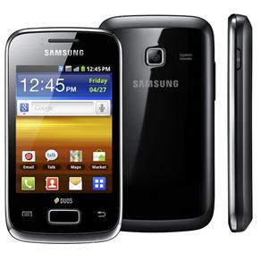 Celular Desbloqueado Samsung Galaxy Y Duos S6102B Preto com Dual Chip, Android 2.3, Wi-Fi, 3G, GPS, Câmera 3MP, MP3, Touch, Fone e Cartão 2GB - Tim