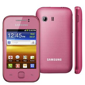 Celular Desbloqueado Vivo Samsung Galaxy Y GT-S5360 Rosa com Android 2.3, Wi-Fi, 3G, GPS, Câmera 2MP, MP3, Touch Screen, Fone de Ouvido e Cartão 2GB