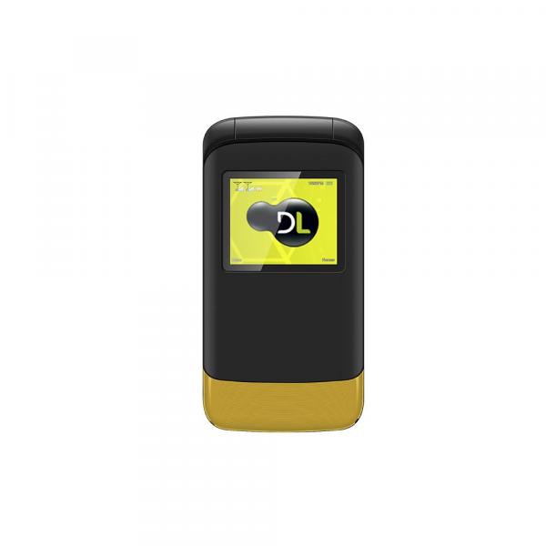 Celular DL YC230 Amarelo, Flip, Dual Chip, Tela de 1.8, Câmera, Rádio FM e Bateria de Longa Duração