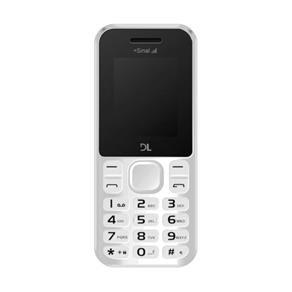 Celular DL YC210, Dual Chip Câmera com Flash Rádio FM MP3, Cartão Micro SD Branco.