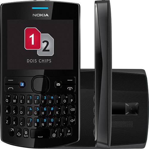 Celular Dual Chip Nokia Asha 205 Desbloqueado Preto Câmera VGA e Memória Interna 10MB