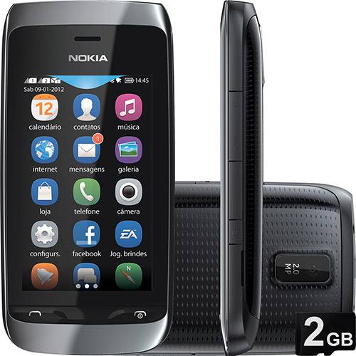Celular Dual Chip Nokia Asha 310 Desbloqueado TIM Preto - Câmera 2MP Wi Fi Memória Interna 50MB