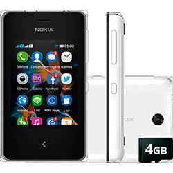 Celular Dual Chip Nokia Asha 500 Desbloqueado Branco Câmera 2MP 2G/Wi Fi Memória Interna 128MB Cartão de Memória 4GB