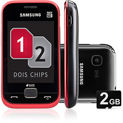 Celular Dual Chip Samsung C3313 Desbloqueado Preto/Vermelho 2MP TV Digital 2GB