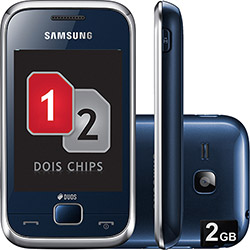 Celular Dual Chip Samsung Rex 60 com TV Digital Azul - Câmera 2MP Memória Interna 80MB e Cartão 2GB