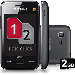 Celular Dual Chip Samsung Star 3 Duos Desbloqueado Preto - Wi-Fi Câmera 3.2MP Memória Interna 20MB e Cartão de Memória de 2 GB