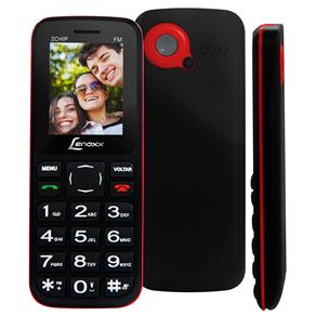 Celular Lenoxx CX 905 Preto/Vermelho com Tela 1.8”, Dual Chip, Câmera VGA, Bluetooth, MP3 e Rádio FM