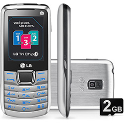Celular LG A290 Desbloqueado Oi Prata - Tri Chip Memória Interna 4MB e Cartão de Memória 2GB