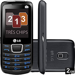 Celular LG A290 Preto Desbloqueado Tri Chip Câmera 1,3MP Memória Interna 4MB e Cartão de Memória 2GB